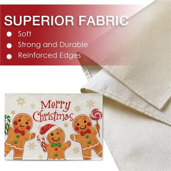 Set of 4  |  Gingerbread Man Placemats 12 x 18 Inches Merry Christmas - Picture 7 of 7